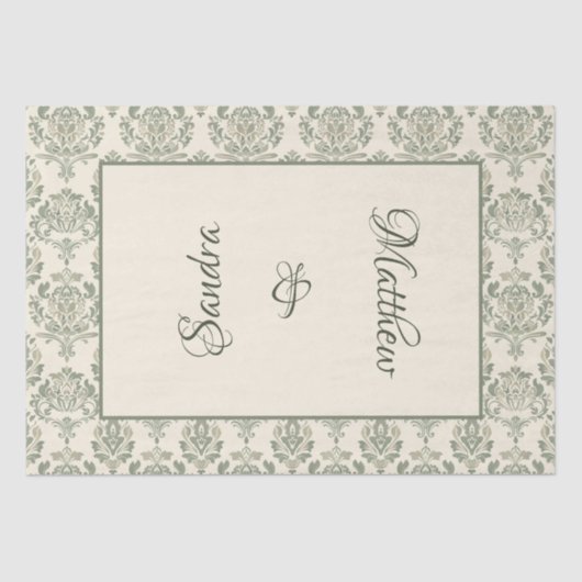 Green Damask Seidenpapier (Vorderseite)