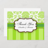Green Damask Stripe Wedding Danke (Vorne/Hinten)