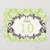 Green Damask Tischnummer Postcard (Vorne/Hinten)
