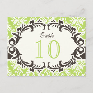 Green Damask Tischnummer Postcard