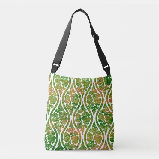 Green Damask Tragetaschen Mit Langen Trägern (Vorderseite)