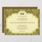 Green Damask und Monogram Wedding Einladungen (Vorne/Hinten)