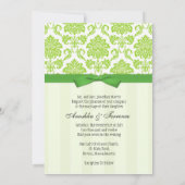 Green Damask und Stripes Wedding Einladung (Rückseite)