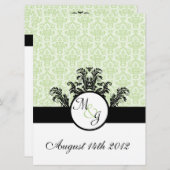 Green Damask Wedding Einladung (Vorne/Hinten)