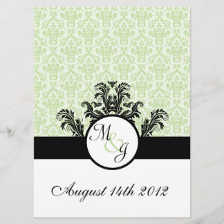 Green Damask Wedding Einladung