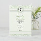 Green Damask Wedding Einladung (Stehend Vorderseite)