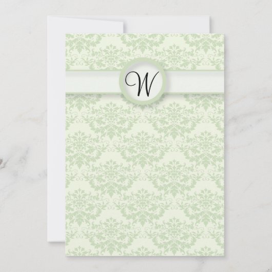 Green Damask Wedding Einladung (Rückseite)