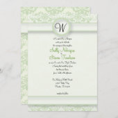 Green Damask Wedding Einladung (Vorne/Hinten)