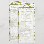 Green Damask Wedding Programm (Vorne/Hinten)
