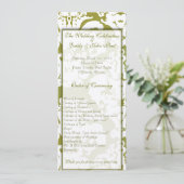 Green Damask Wedding Programm (Stehend Vorderseite)