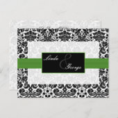 Green Damask Wedding Rsvp Karte (Vorne/Hinten)