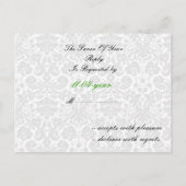 Green Damask Wedding Rsvp Karte (Rückseite)