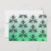 Green Damask Wedding RSVP-Karte RSVP Karte (Rückseite)