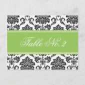 Green Damask Wedding Tischnummer (Rückseite)