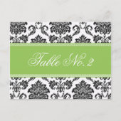 Green Damask Wedding Tischnummer (Vorderseite)