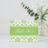 Green Damask Wedding Tischnummer (Stehend Vorderseite)