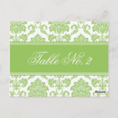 Green Damask Wedding Tischnummer (Rückseite)