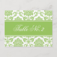 Green Damask Wedding Tischnummer