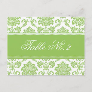 Green Damask Wedding Tischnummer