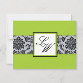 Green Damask Wedding UAWG RSVP Karte (Rückseite)