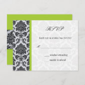 Green Damask Wedding UAWG RSVP Karte (Vorne/Hinten)