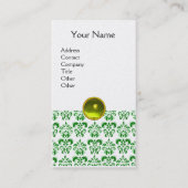 GREEN DAMASK YELLOW GEM MONOGRAM White Pearl Visitenkarte (Vorderseite)