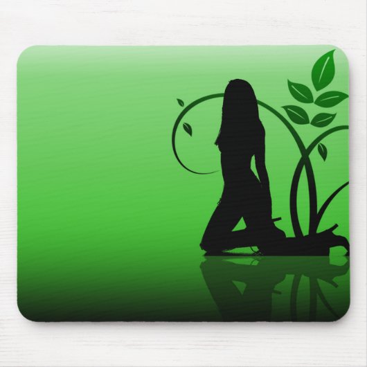 Green Damsel Silhouette Mousepad (Vorne)