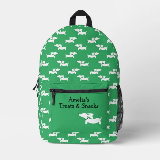Green Dancing Dackeln Beutel für Dackel Hunde Mama Bedruckter Rucksack (Vorderseite)