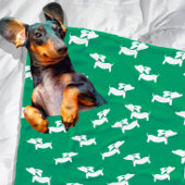 Green Dancing Dackeln Fleece Blanket Design