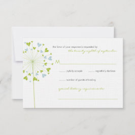 Green Dandelion Blume Liebe Wedding RSVP Card