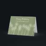 Green Dandelions Son Birthday Karte<br><div class="desc">Geburtstagskarte für Sohn in Grün mit Leuchten und nachdenklichem Vers.</div>