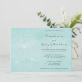 Green Dandelions Wedding aus Sea Glass Einladung (Stehend Vorderseite)