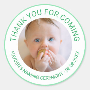 Green danke für das kommende Foto der Namensfeier Runder Aufkleber