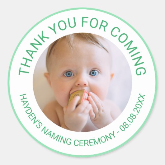 Green danke für das kommende Foto der Namensfeier Runder Aufkleber (Vorderseite)