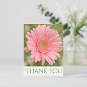 Green Danke Pink Gerbera Daisy Blume Postkarte (Stehend Vorderseite)