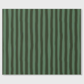 Green & Dark Green Wonky Stripes Geschenkpapier (Flach)