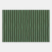 Green & Dark Green Wonky Stripes Geschenkpapier Set (Vorderseite)