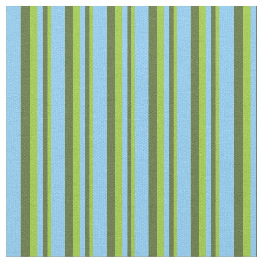 Green, Dark Olive Green & Light Sky Blue Lines Stoff (Nahaufnahme)
