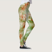 Green & Dark Orange Crystal Geometric Design Leggings (Rechts)