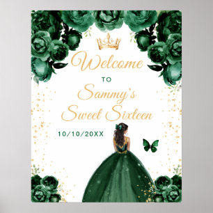 Green Dark Skin Princess 16 . Geburtstag Willkomme Poster