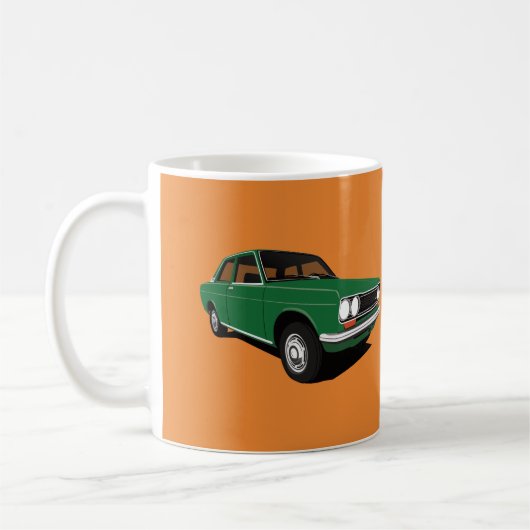 Green Datsun Bluebird 1600 (510), zwei Bilder Kaffeetasse (Links)