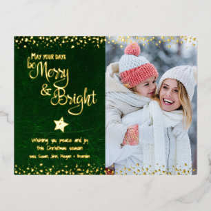 Green Days Be Bright Script Foto Real Gold Folien Feiertagspostkarte
