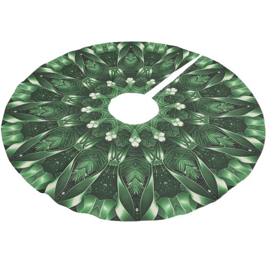 Green Decorative Christmas Tree Skirt Polyester Weihnachtsbaumdecke (Schrägansicht)