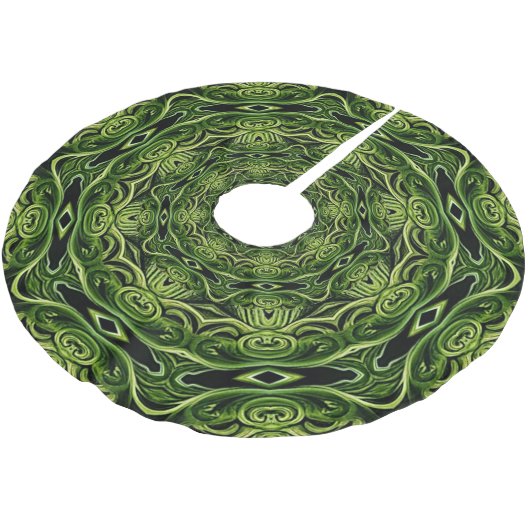 Green Decorative Holiday Tree Skirt Polyester Weihnachtsbaumdecke (Schrägansicht)