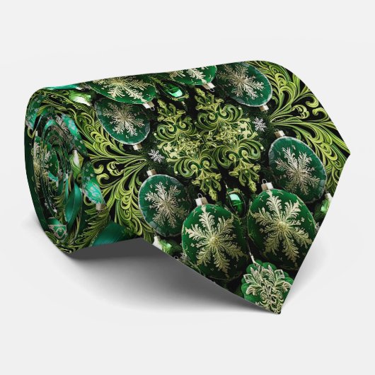 Green Decorative Ornaments Holiday Neck Tie Krawatte (Gerollt)