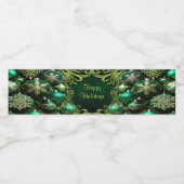 Green Decorative Ornaments Holiday Wasserflaschenetikett (Einzelnes Label)