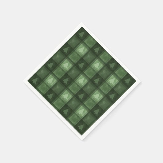 Green Decorative Plaid With Fir Trees Christmas Serviette (Ecke)