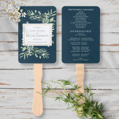 Green Deep Sea Blue Wedding Program Hand Fan Fächer