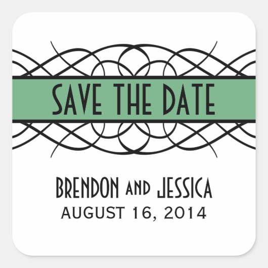 Green Deko Blühte Save the Date Stickers (Vorderseite)