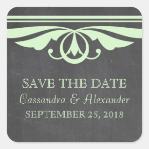 Green Deko Chalkboard Save the Date Stickers